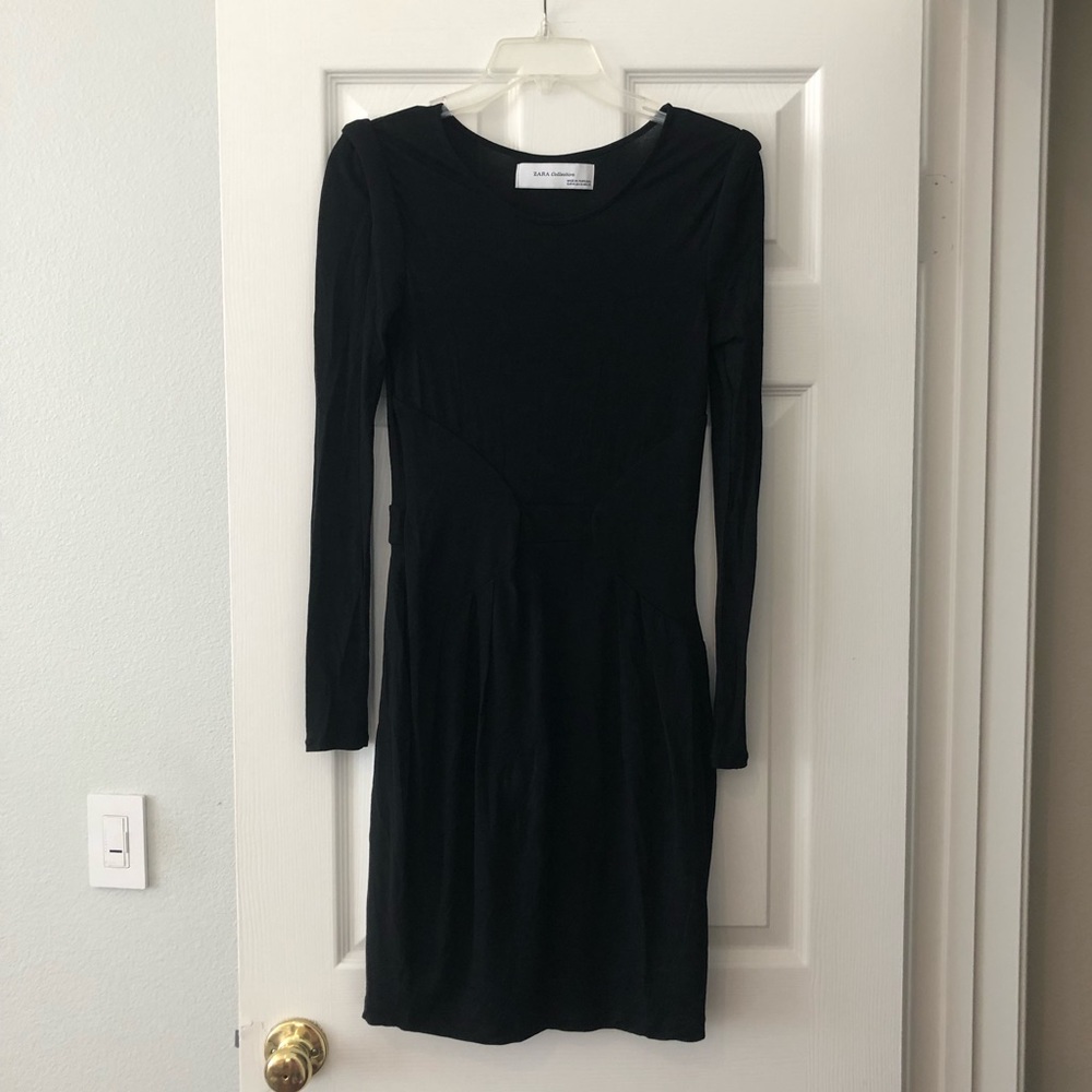Zara collection black puff long sleeve dress M